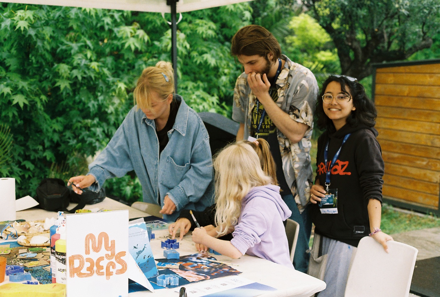 Child building a reef at a MyReefs workshop